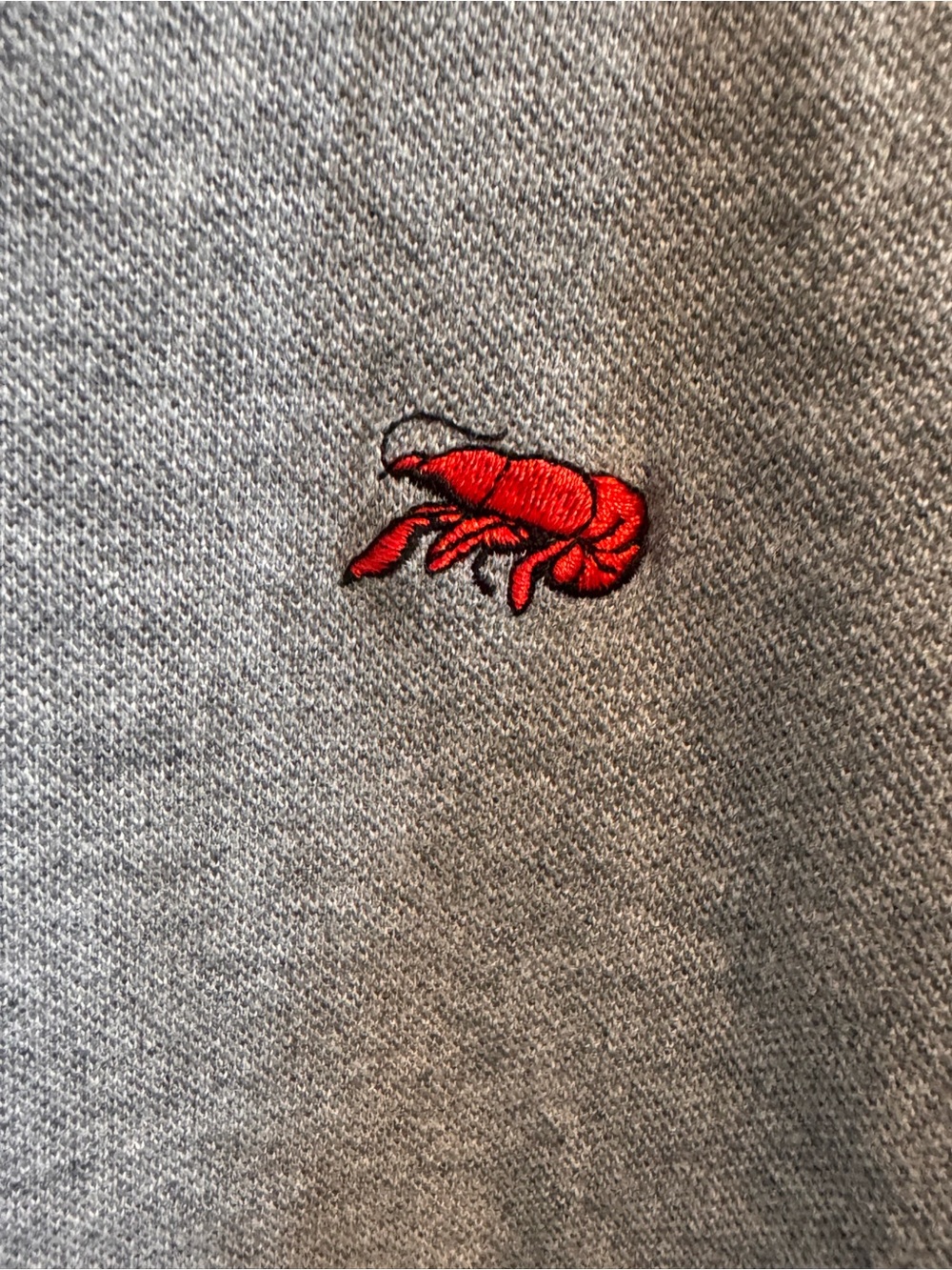 Perlis Gray Pima Cotton Lobster Logo Polo Shirt Men’s Large - Picture 4 of 4